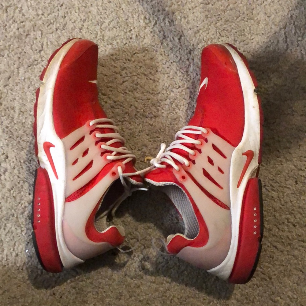 Red Nike running shoes